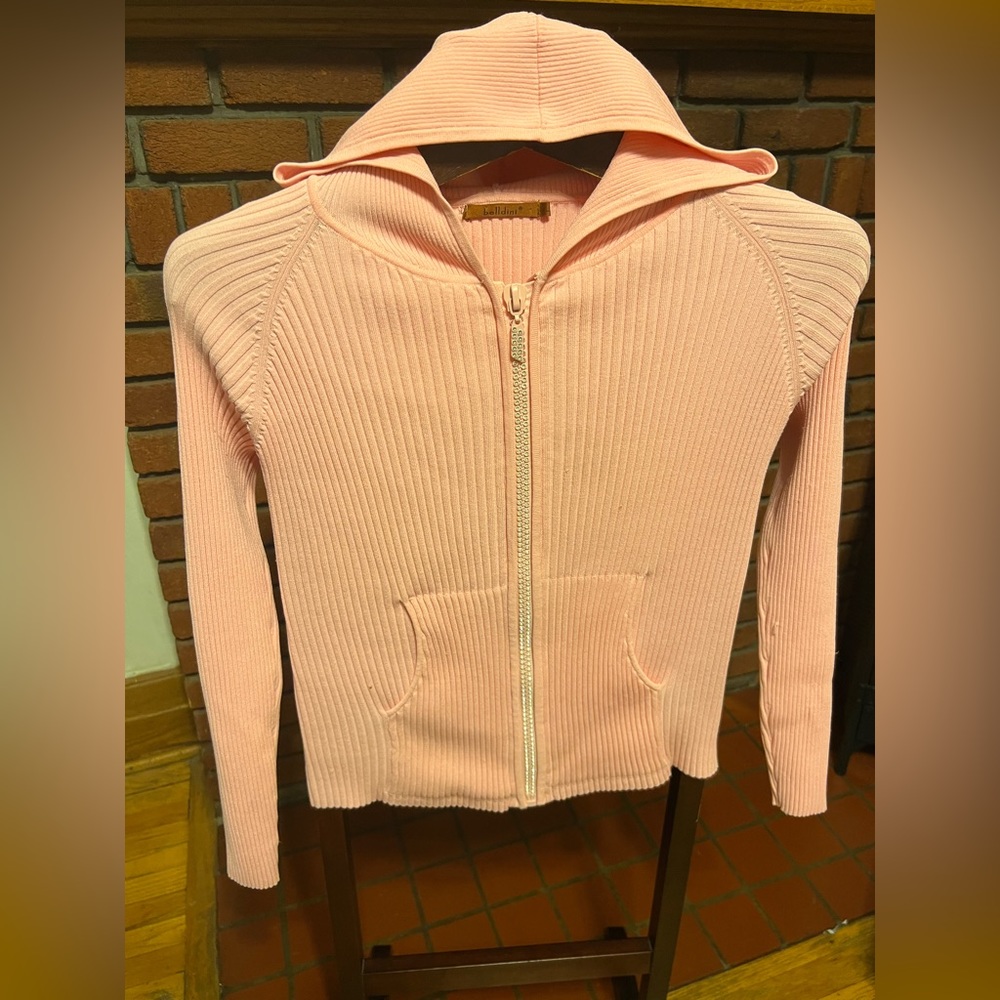 Bellini Italy used once stretchy sweater with sparkly crystal zipper size L